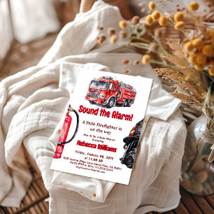 Geluid de Alarm Red Fire Truck Boy Baby shower Kaart