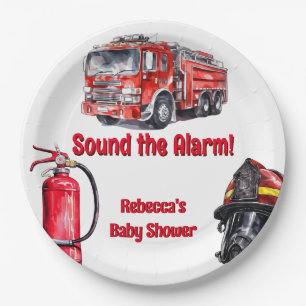 Geluid de Alarm Red Fire Truck Boy Baby shower Papieren Bordje