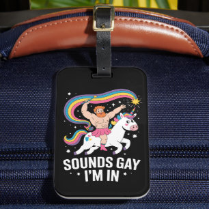 Geluid Gay Ik ben in Man Dragen Rok Eenhoorn LGBTQ Bagagelabel