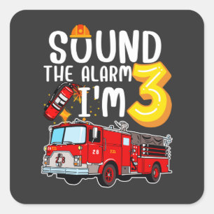 Geluid Het alarm dat ik 3 brandweerman ben Vierkante Sticker
