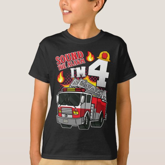 Geluid Het alarm dat ik vier brandweerjongen ben T-shirt (Voorkant)