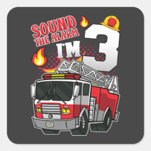 Geluid Het Alarm Ik ben 3 brandweerman Vierkante Sticker