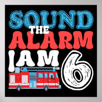 Geluid het alarm Ik ben 6 brandweerman 6e verjaard