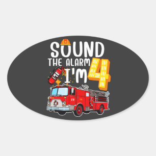 Geluid Het alarm ik ben brandweerman 4. Ovale Sticker