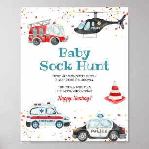 Geluid het alarm & Pak je spullen Baby Sock Hunt Poster