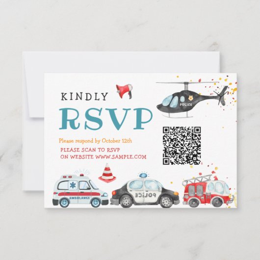 Geluid het alarm Pak je spullen Verjaardag Rsvp Ca Bedankkaart (Voorkant)