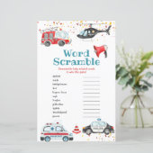 Geluid het alarm & Pak je spullen Word Scramble (Staand voorkant)