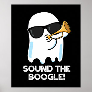 Geluid van de grappige ghost Bugle Pun Dark BG Poster