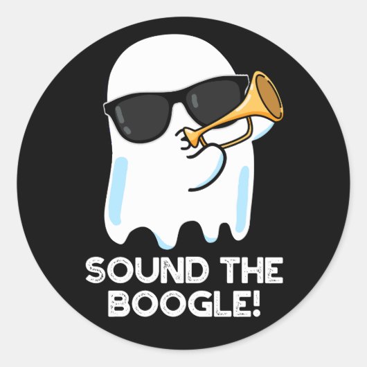 Geluid van de grappige ghost Bugle Pun Dark BG Ronde Sticker (Voorkant)