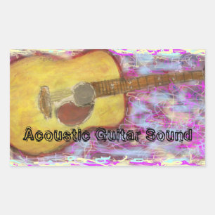 Geluid van het akoestische gitaar rechthoekige sticker