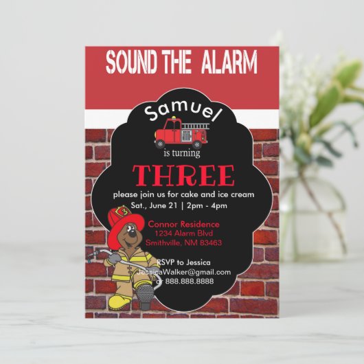 Geluid van het alarm - Brandweerman Kaart (Staand voorkant)