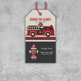 Geluid van het Alarm Minimalist Brandweerman Baby Cadeaulabel