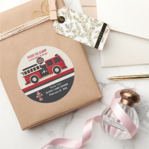 Geluid van het Alarm Minimalist Brandweerman Baby Ronde Sticker