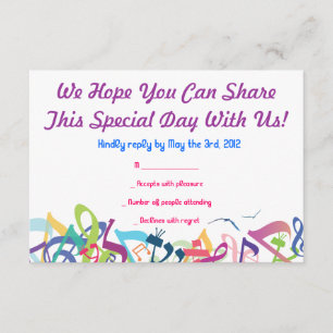 GELUIDEN VAN DE TORAH Bat Bar Mitzvah Reply Card RSVP Kaartje