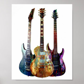 Geluiden van muziek. Kleurstofgitaar Poster