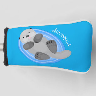 Geluidsgeluk zee otter blauwe cartoon illustratie golfheadcover