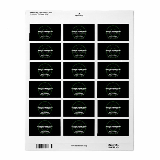 Geluidsontwerper - adreslabel etiket (Full Sheet)