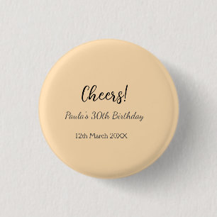 Geluk 30e verjaardag voeg naam datum toe eenvoudig ronde button 3,2 cm