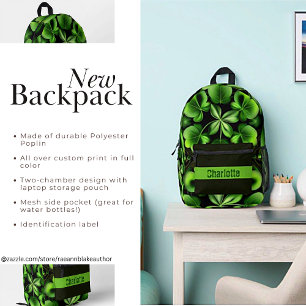 Geluk aan de Ierse Four-Leaf Clover Backpack Bedrukte Rugzak