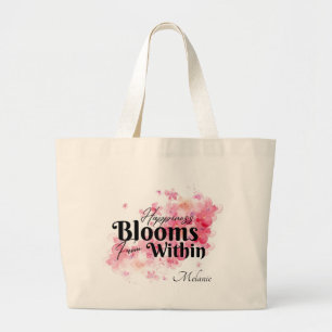 Geluk bloeit van binnen grote tote bag
