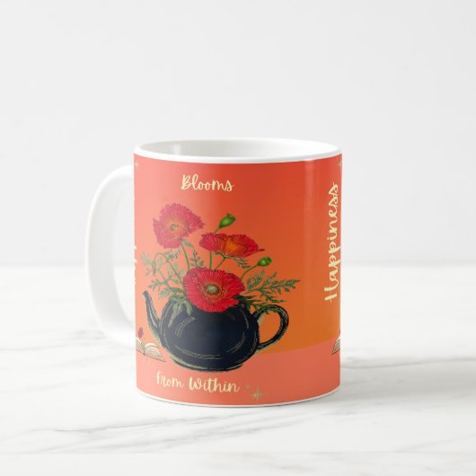 Geluk bloeit van binnen koffiemok (Voorkant links)