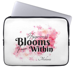 Geluk bloeit van binnen laptop sleeve
