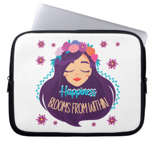 Geluk bloeit van binnen laptop sleeve