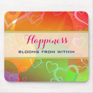 Geluk bloeit van binnenuit - kleurrijke harten muismat