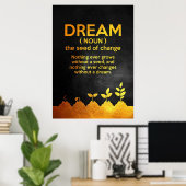 Geluk Citaat Dream Definition Poster (Thuiskantoor)