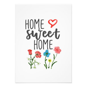 Geluk Citaat Home Sweet Home Flowers Foto Afdruk