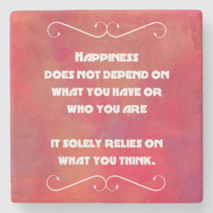 Geluk Citaat op een Oranje rood Abstract Stenen Onderzetter