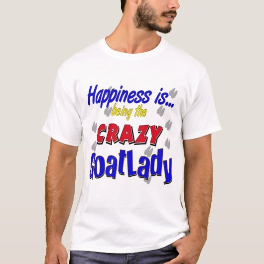 Geluk Crazy Goatlady T-shirt (Voorkant)