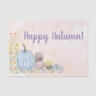 Geluk Herfst Aquarel Pastel Pompoenen Met Mums Tissuepapier