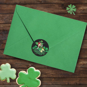 Geluk Iers Groen Fee Rode Haar Klaverblad Ronde Sticker
