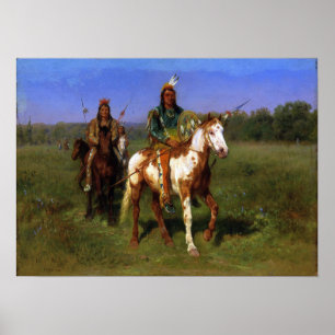 Geluk - Indianen te paard speerwapens Poster