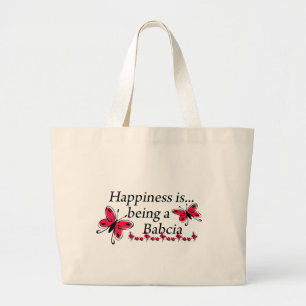 Geluk is een Babcia VLINDER Grote Tote Bag