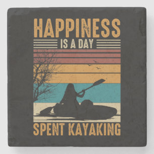 Geluk is een dag die door Kayaking wordt gespeend Stenen Onderzetter