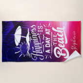 Geluk is een dag in het strand gepersonaliseerd strandlaken (Voorkant)