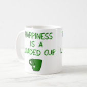 Geluk is een geladen beker koffiemok (Voorkant links)