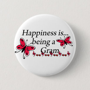 Geluk is een Gram VLINDER Ronde Button 5,7 Cm