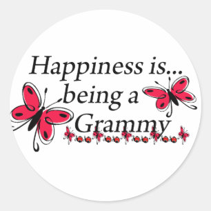 Geluk is een Grammy VLINDER Ronde Sticker