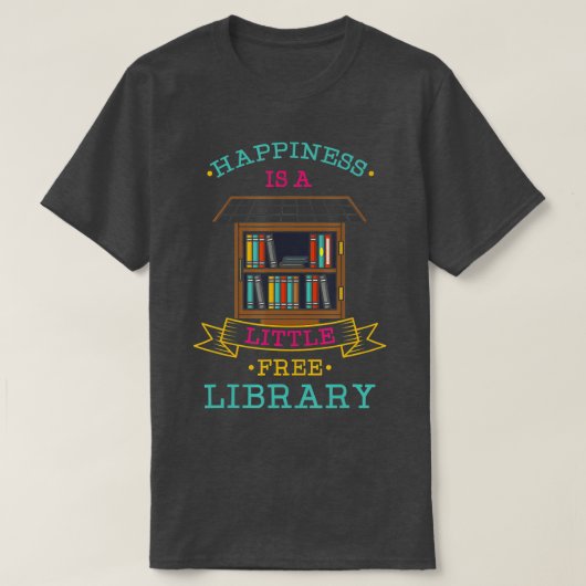 Geluk is een kleine gratis bibliotheek t-shirt (Design voorkant)