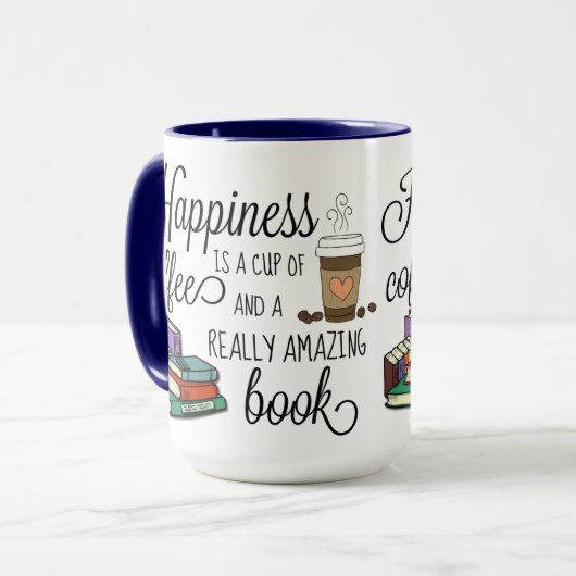Geluk is een Koffiebeker en een geweldig boek Mok (Voorkant links)