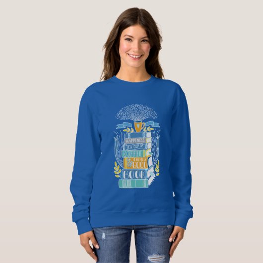 "Geluk is een kop koffie en een goed boek" Trui (Voorkant volledig)