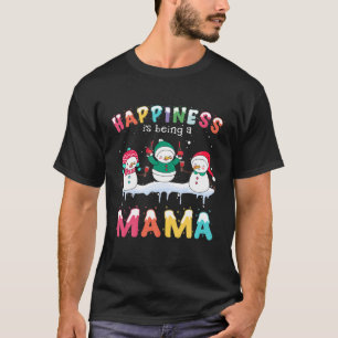 Geluk is een mama grappige Snowman-wijn Chris T-shirt