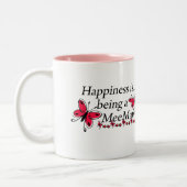 Geluk is een MeeMaw-BUTTERFLY Tweekleurige Koffiemok (Links)