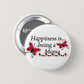 Geluk is een Mema BUTTERFLY Ronde Button 5,7 Cm (Voorkant /achterkant)