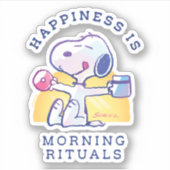 Geluk is een ochtendritueel sticker (Voorkant)