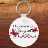 Geluk is een Oma BUTTERFLY Sleutelhanger (Voorkant)