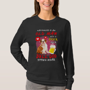 Geluk is een oud Man met een bere-hond. T-shirt